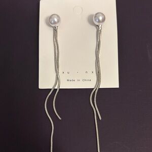 Elegant Silver Pearl Drop Earrings